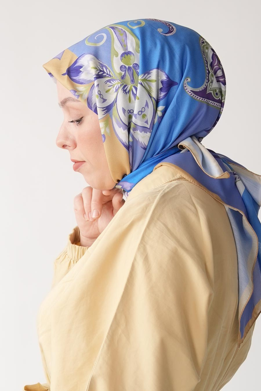 Amber Nomad Desen Soft Eşarp Mavi