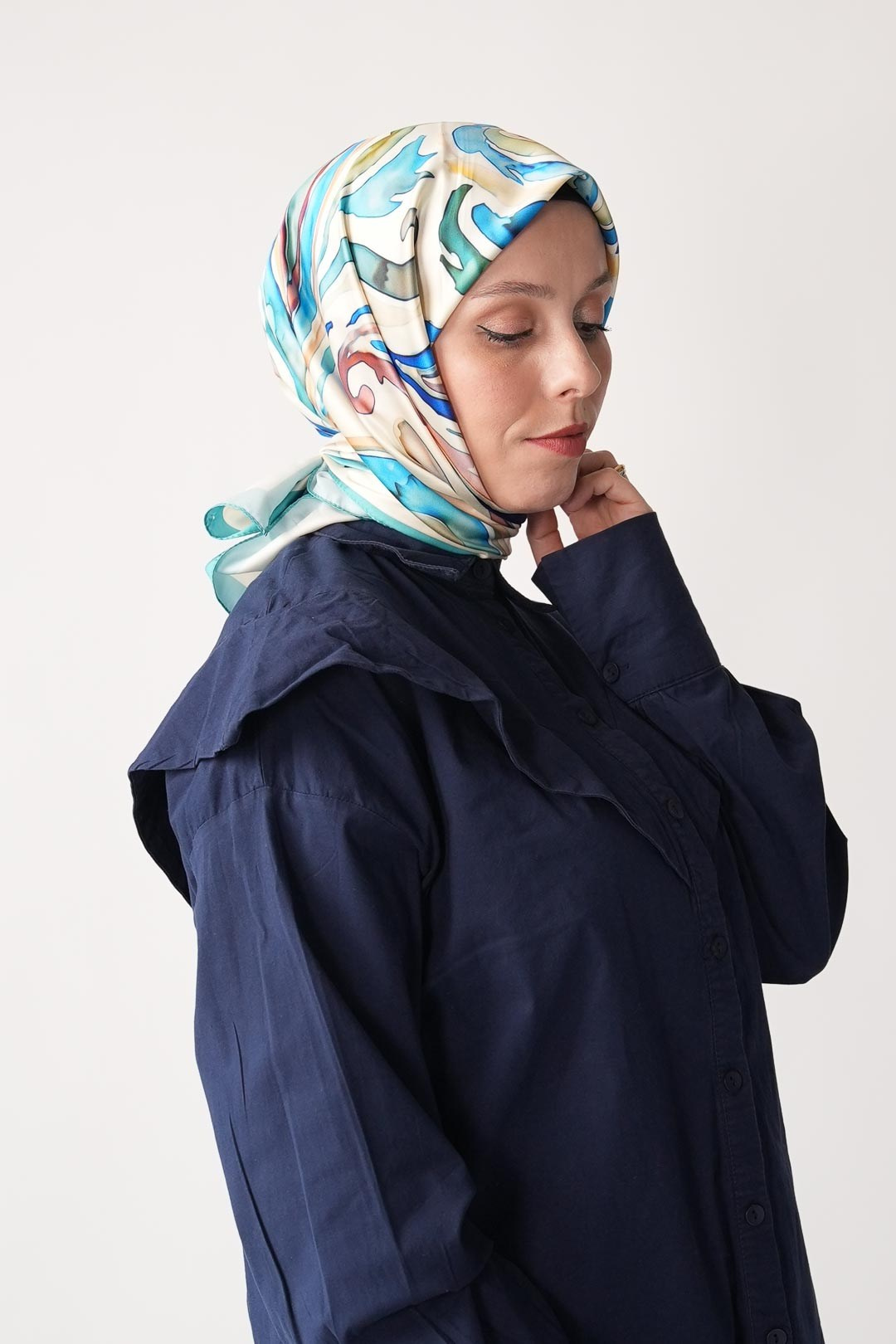Azure Desen İpeksi Rayon Eşarp