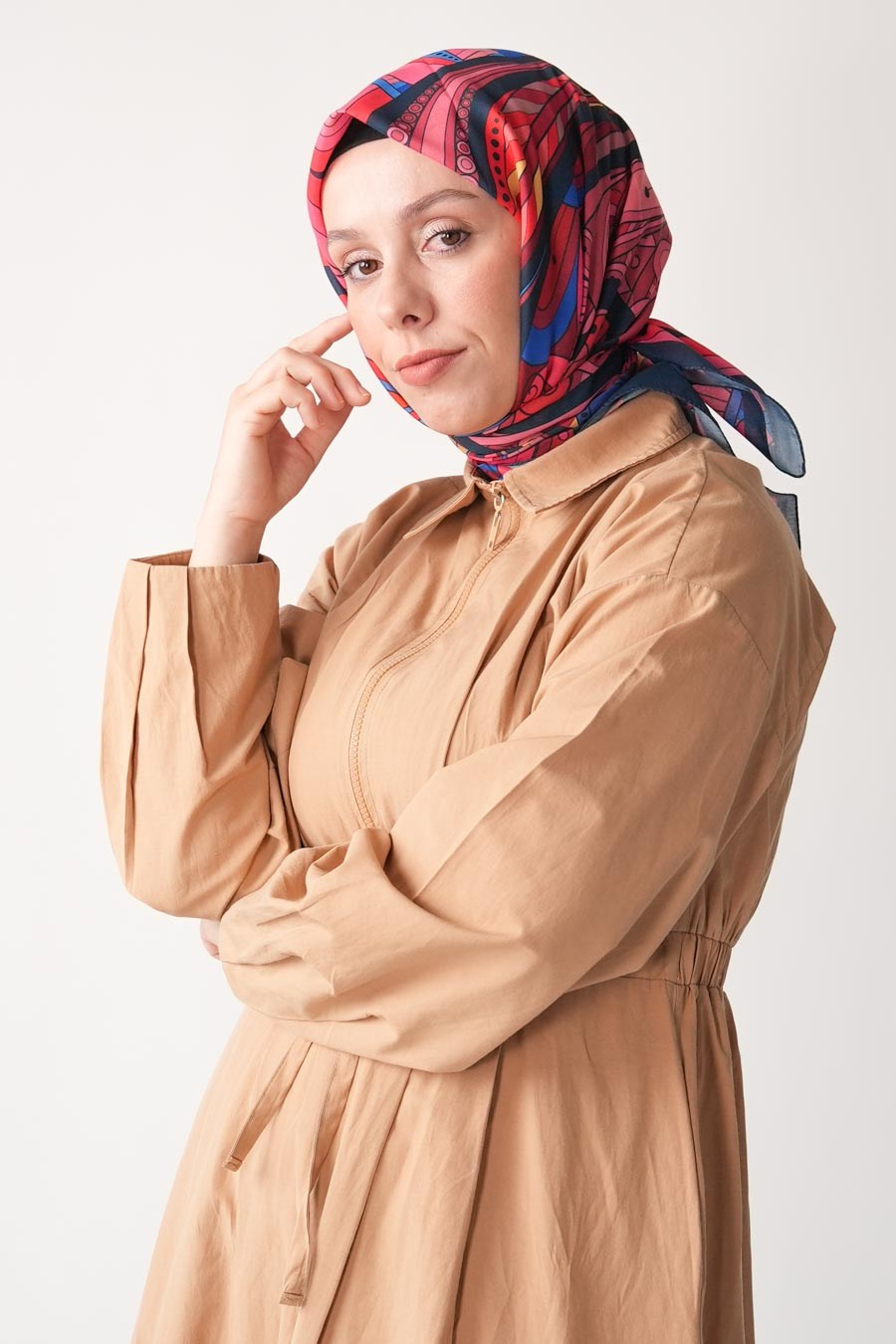 Ginger Trace Desen Soft Eşarp Lacivert