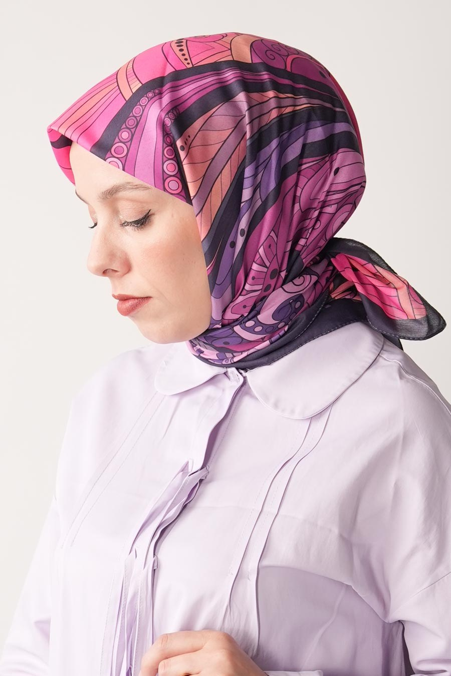 Ginger Trace Desen Soft Eşarp Mor