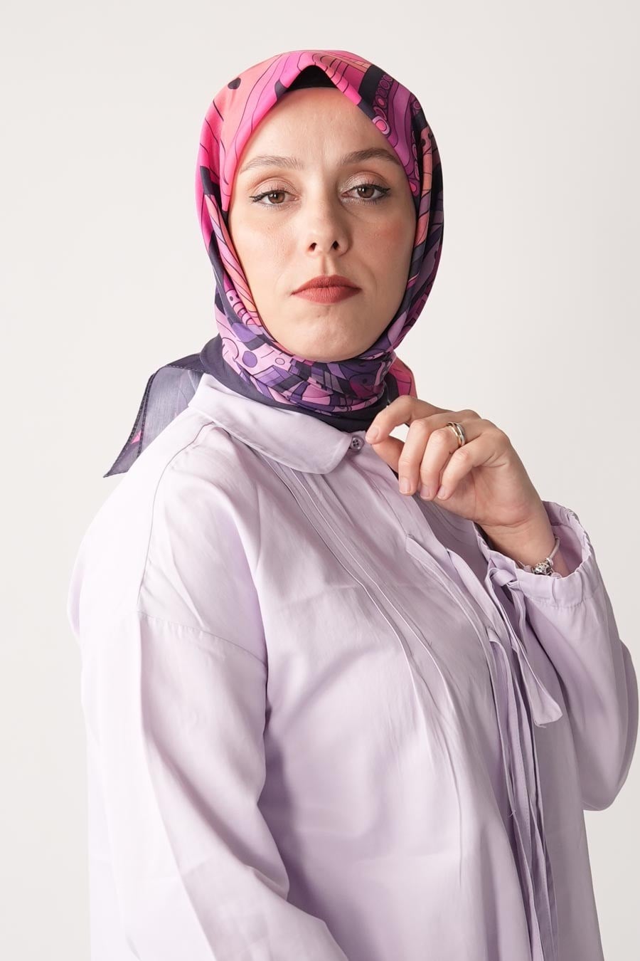 Ginger Trace Desen Soft Eşarp Mor