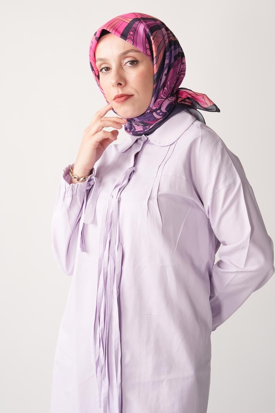 Ginger Trace Desen Soft Eşarp Mor