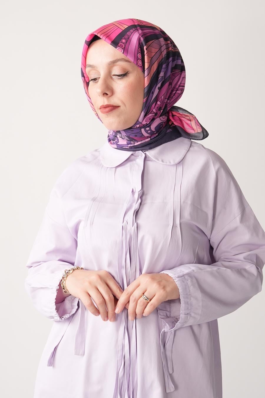 Ginger Trace Desen Soft Eşarp Mor