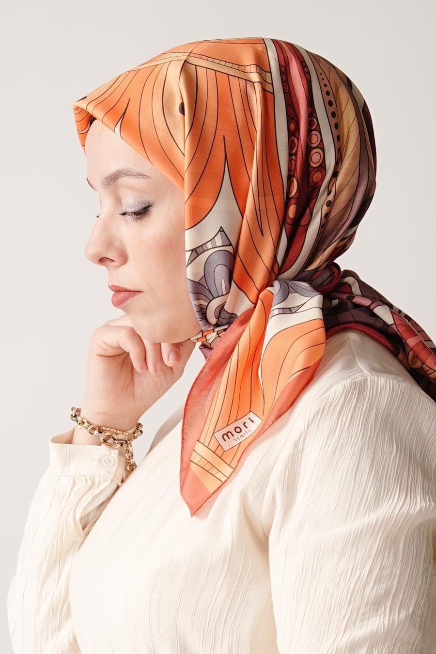 Ginger Trace Desen Soft Eşarp Turuncu