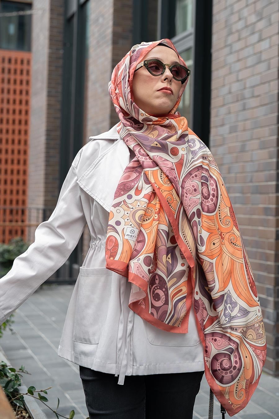Ginger Trace Desen Soft Şal Turuncu