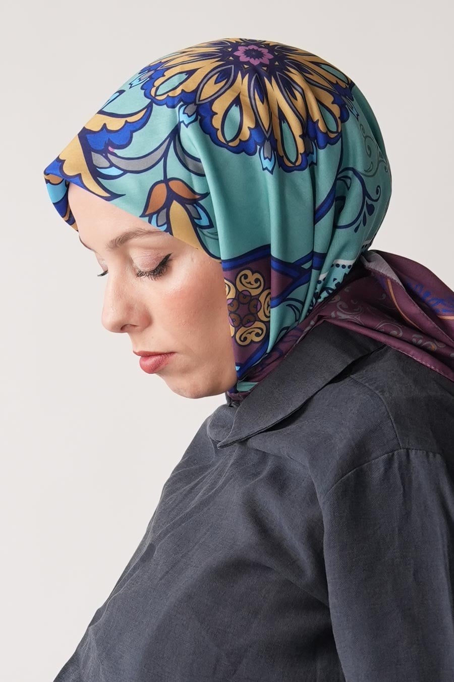Journal Desen Soft Eşarp Mor