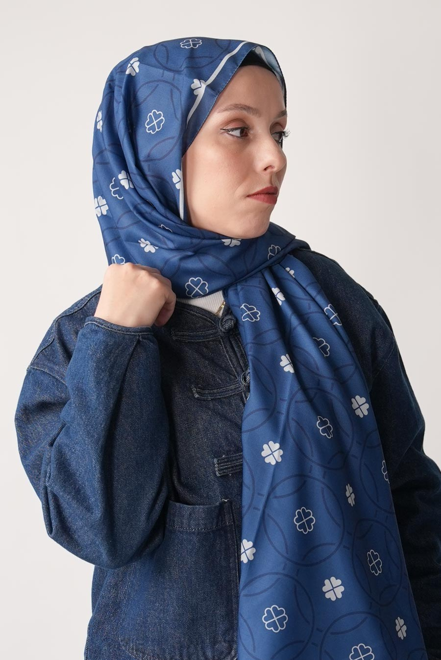 Mono Mori Desen Soft Şal Lacivert