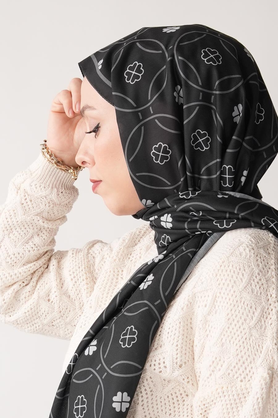 Mono Mori Desen Soft Şal Siyah