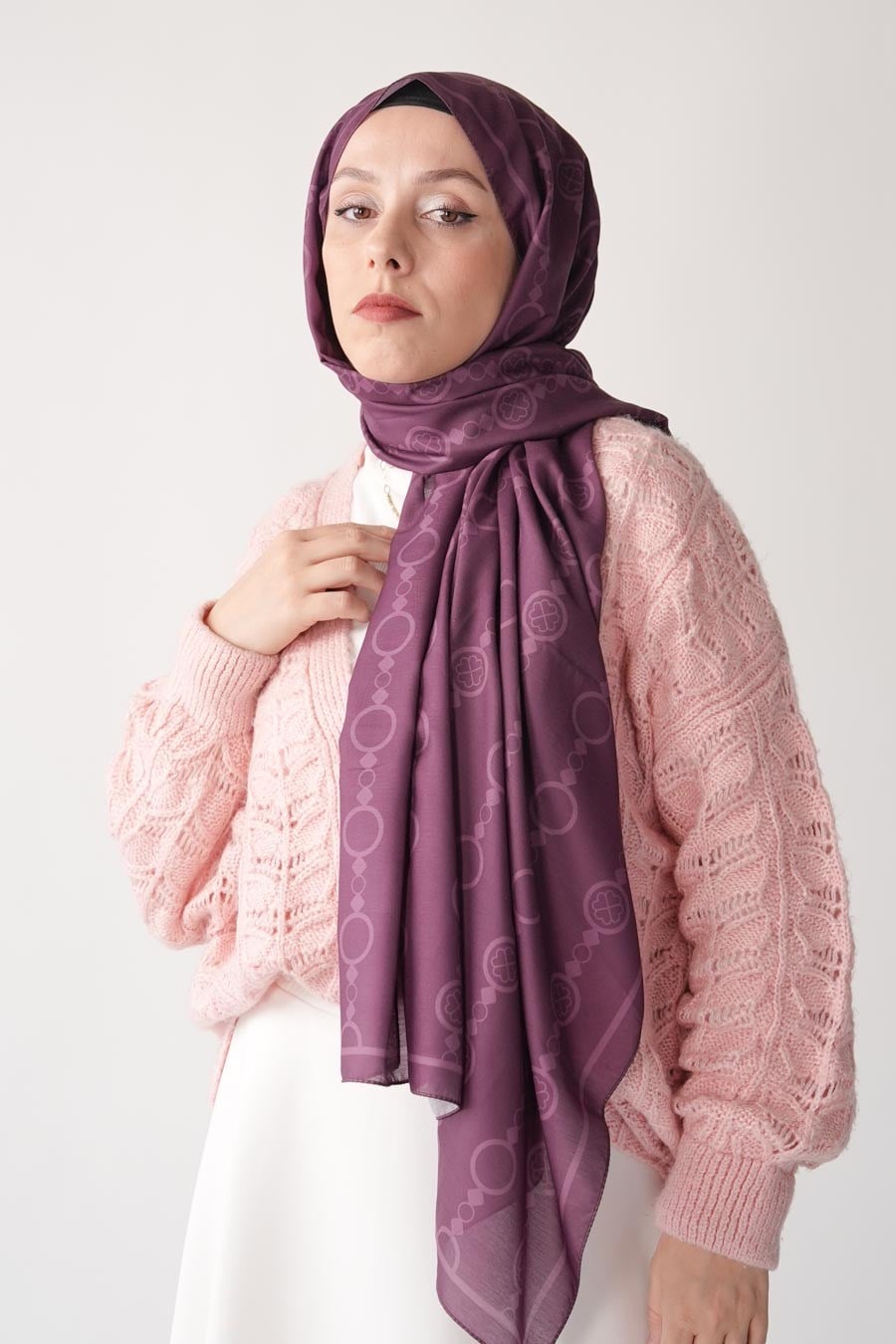 Mori Collect Desen Soft Şal Mor