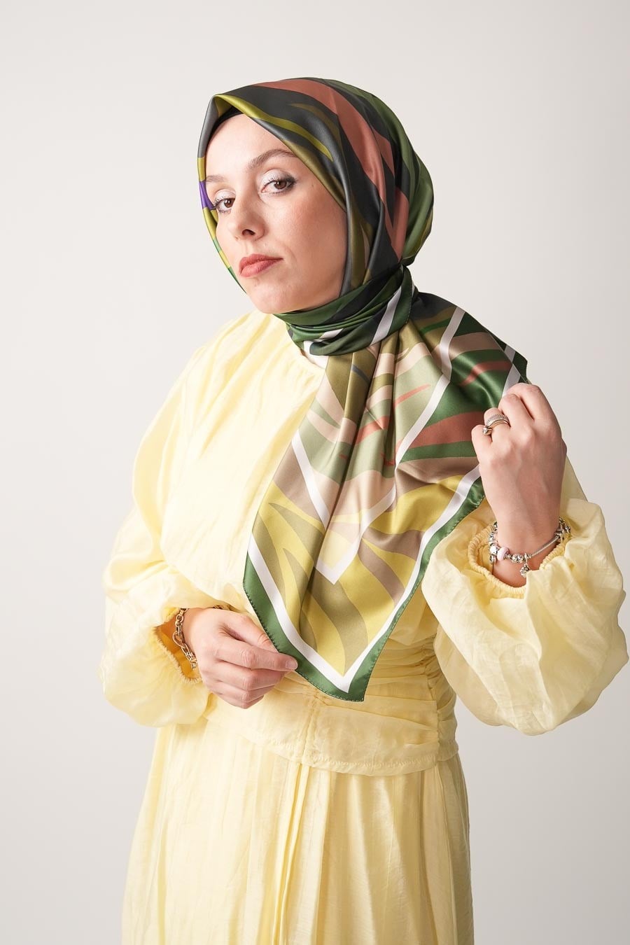 Pastel Drift Desen İpeksi Rayon Eşarp Yeşil