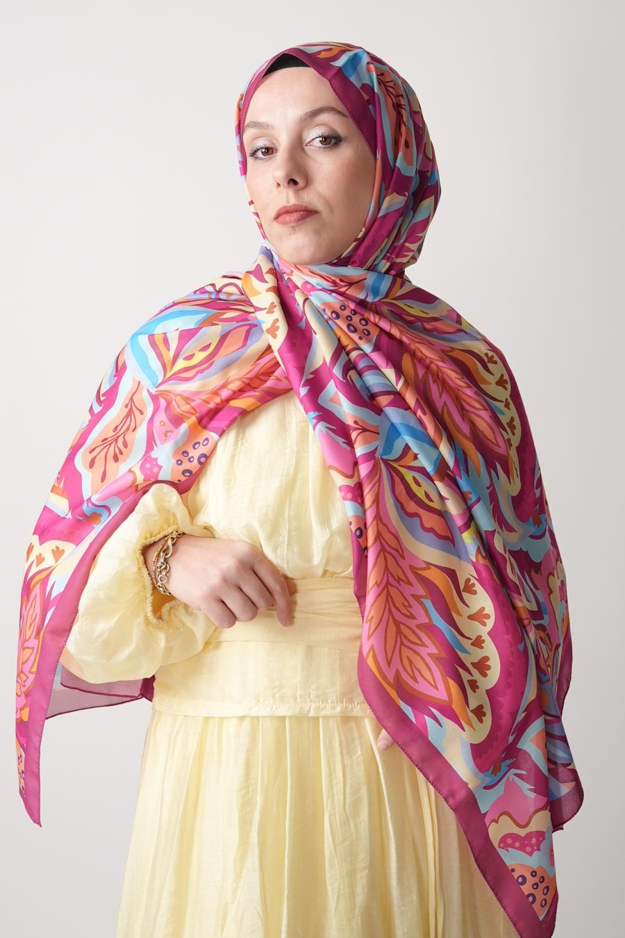 Soft Botaniq Desen Soft Şal Pembe