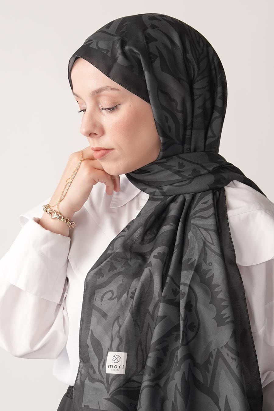 Soft Botaniq Desen Soft Şal Siyah