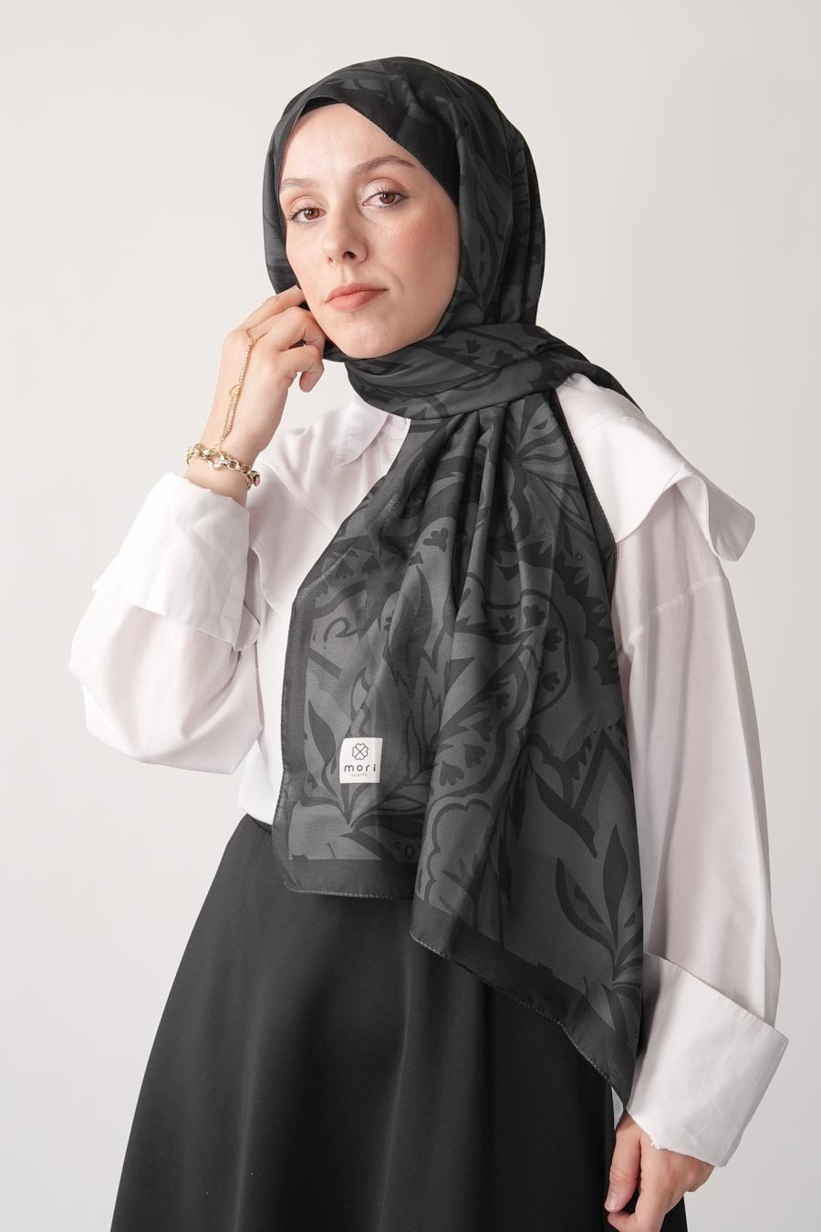 Soft Botaniq Desen Soft Şal Siyah