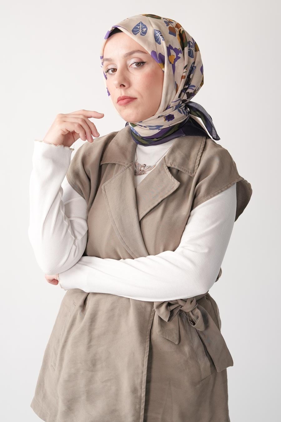 Soft Horizon Desen Soft Eşarp Mor
