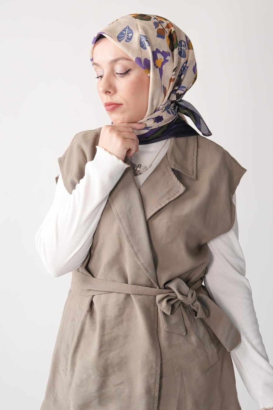 Soft Horizon Desen Soft Eşarp Mor