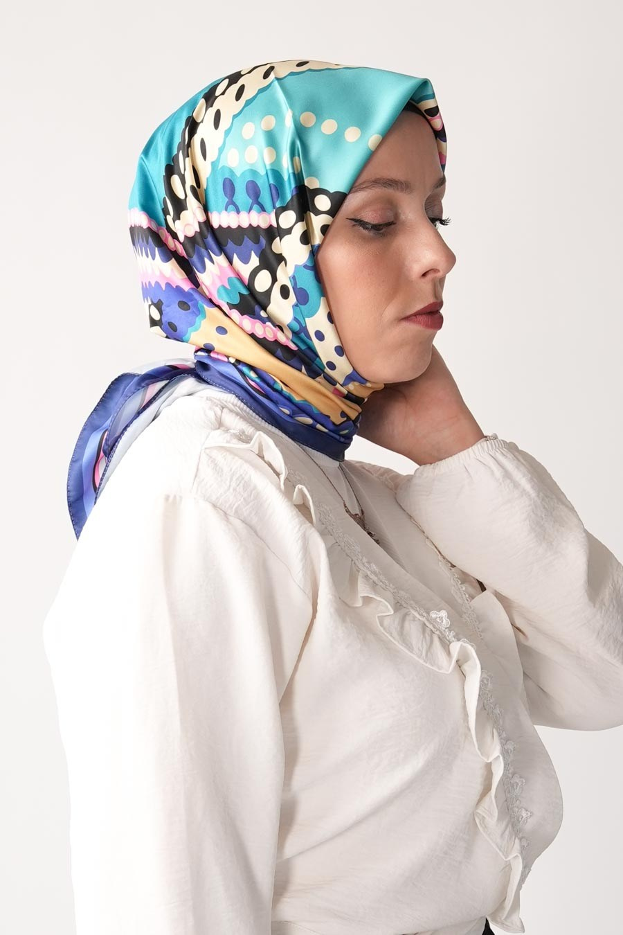 Soft Point Desen İpeksi Rayon Eşarp Mor