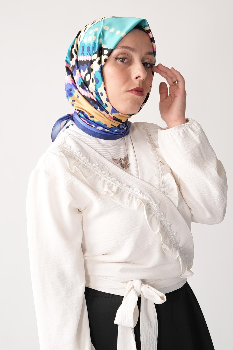 Soft Point Desen İpeksi Rayon Eşarp Mor