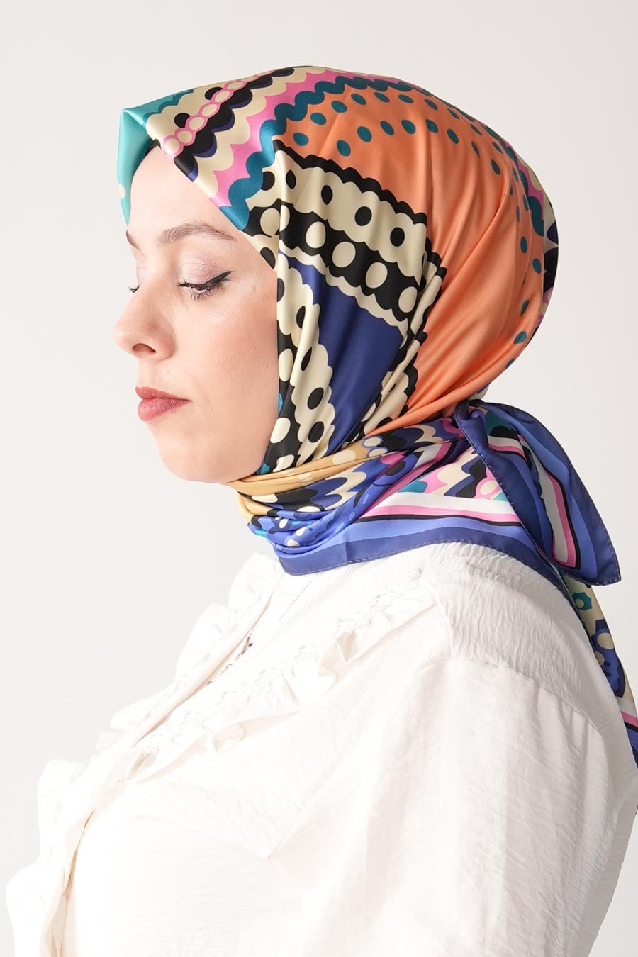 Soft Point Desen İpeksi Rayon Eşarp Mor
