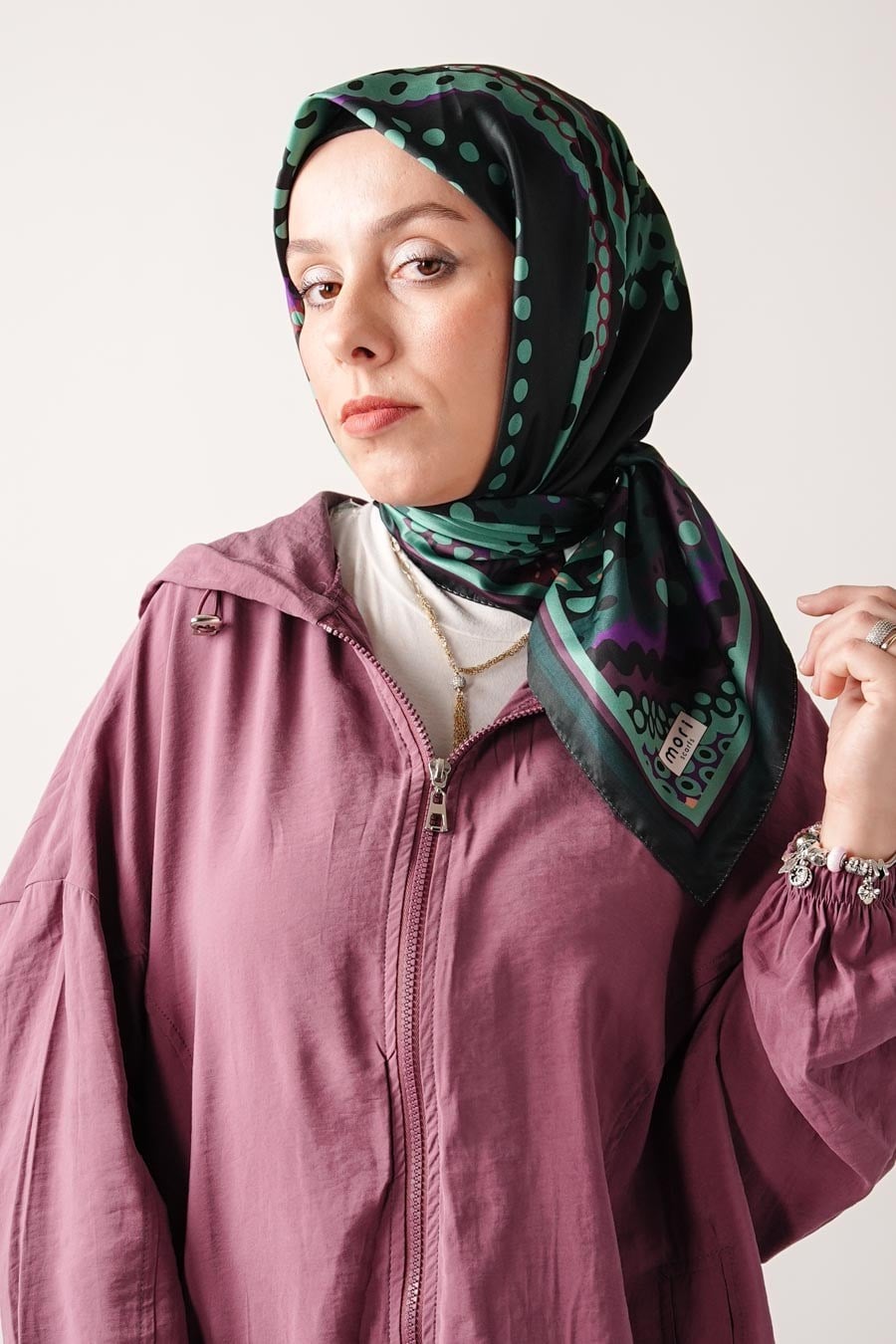 Soft Point Desen İpeksi Rayon Eşarp Yeşil