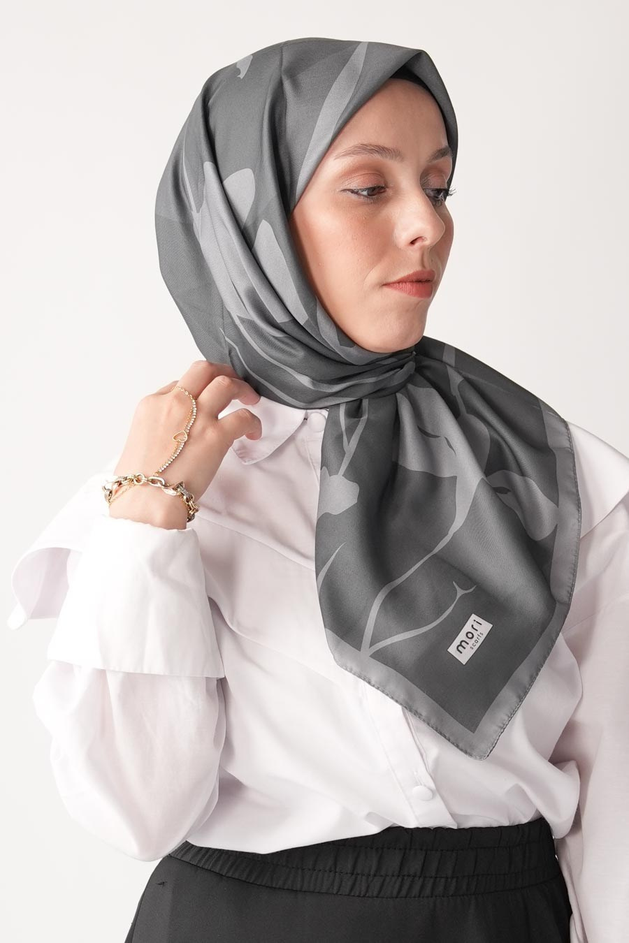 Spring Flood Desen Soft Eşarp Antrasit