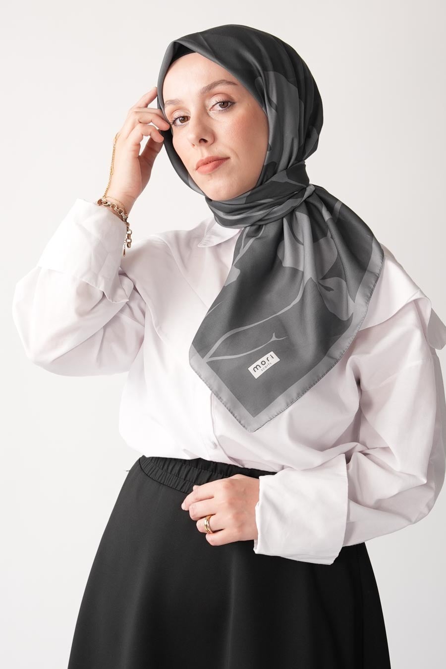 Spring Flood Desen Soft Eşarp Antrasit
