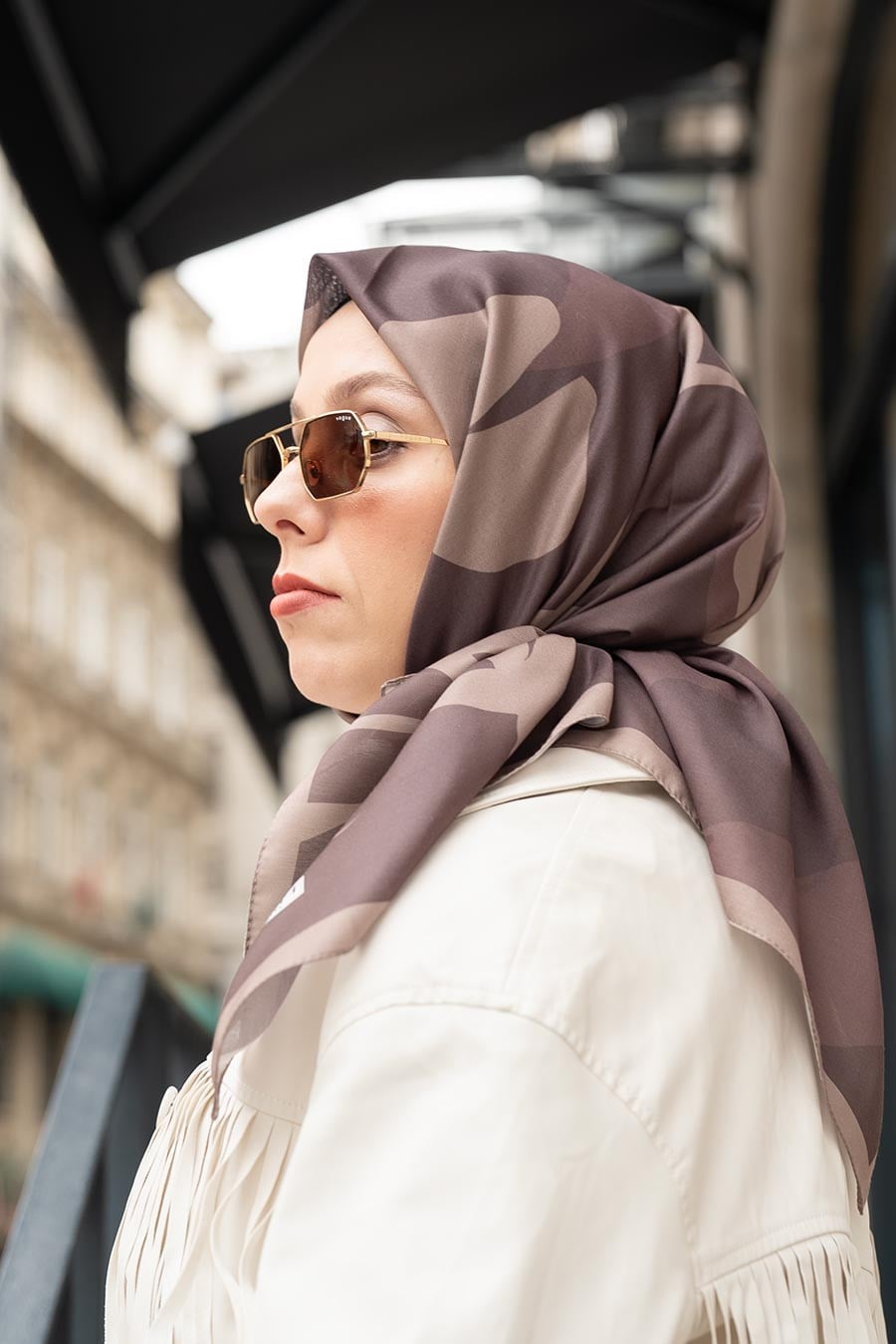 Spring Flood Desen Soft Eşarp Kahverengi