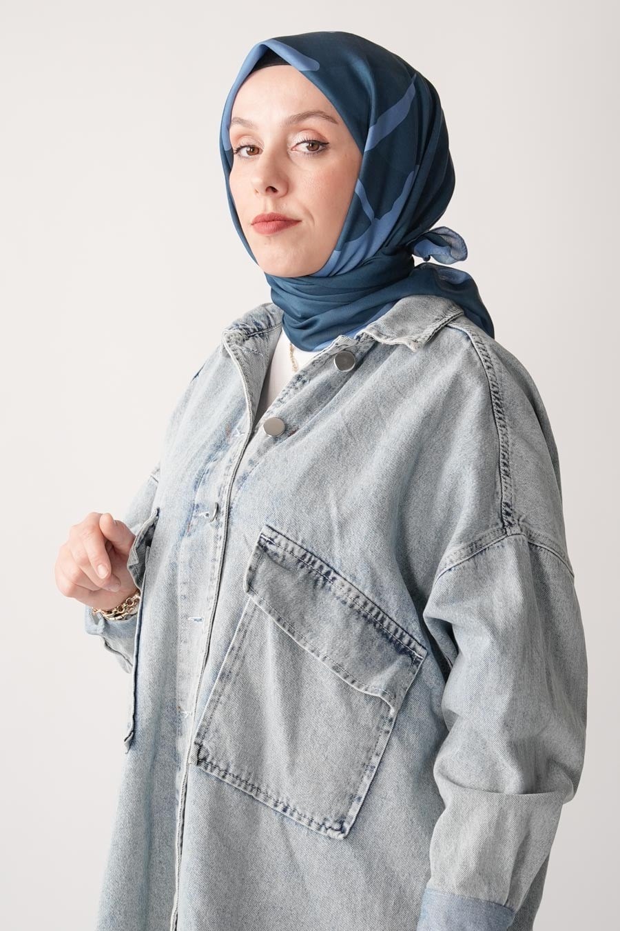 Spring Flood Desen Soft Eşarp Mavi
