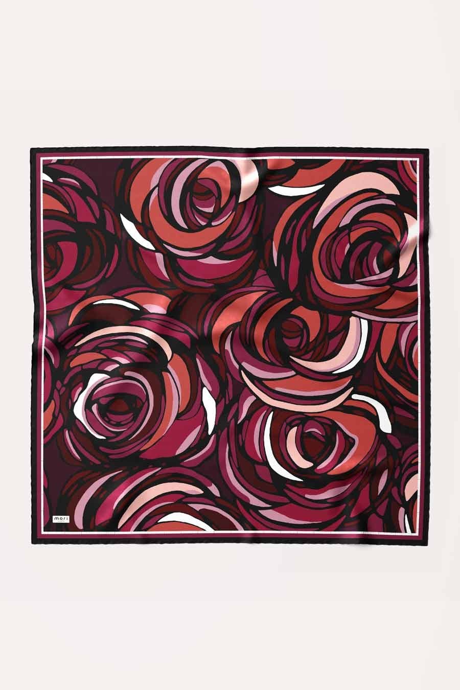 Sugar Rose Desen İpeksi Rayon Eşarp Kırmızı