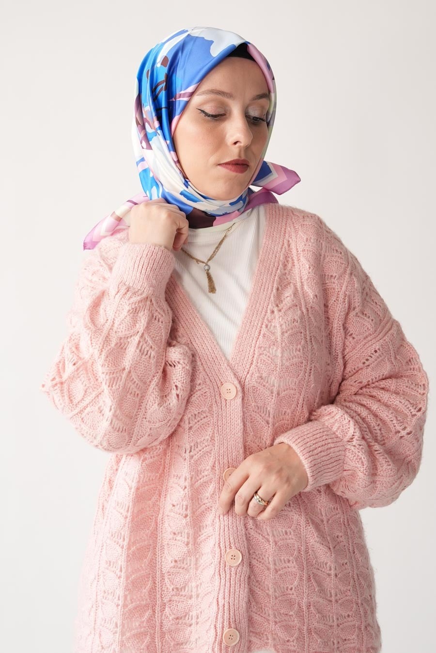 Vanilla Bud Desen İpeksi Rayon Eşarp Lila