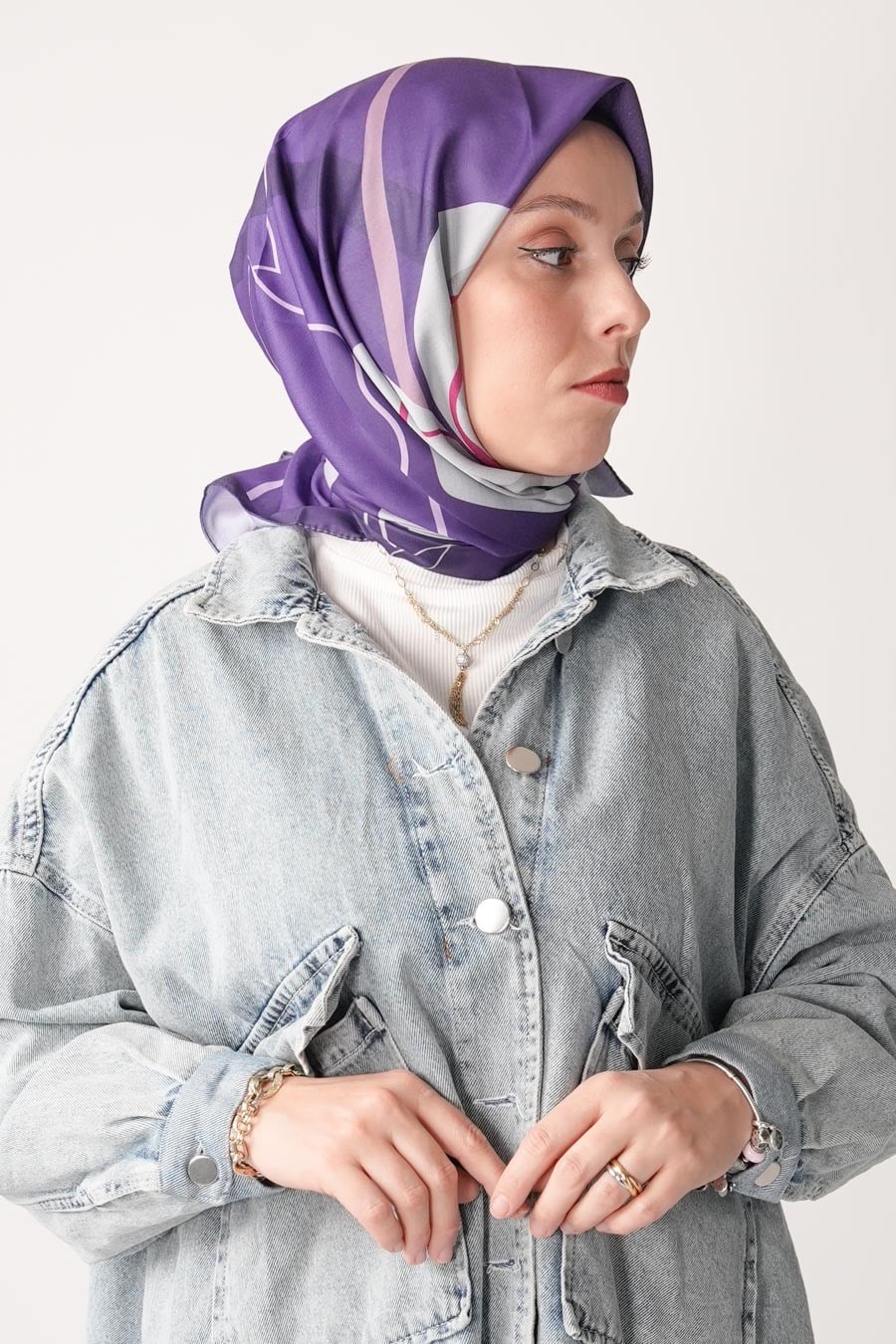 Violet Desen Soft Eşarp Mor