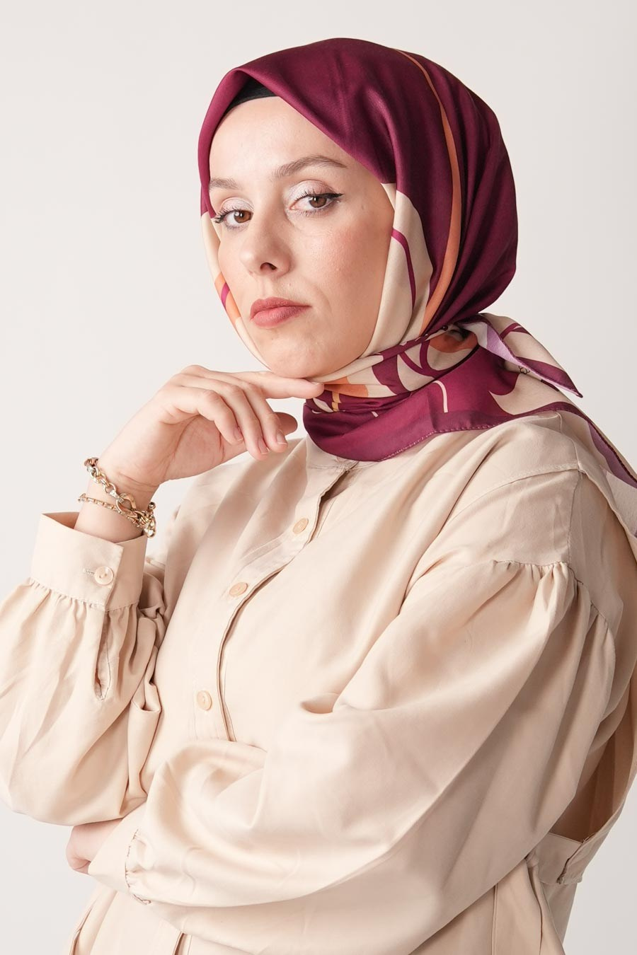 Violet Desen Soft Eşarp Mürdüm