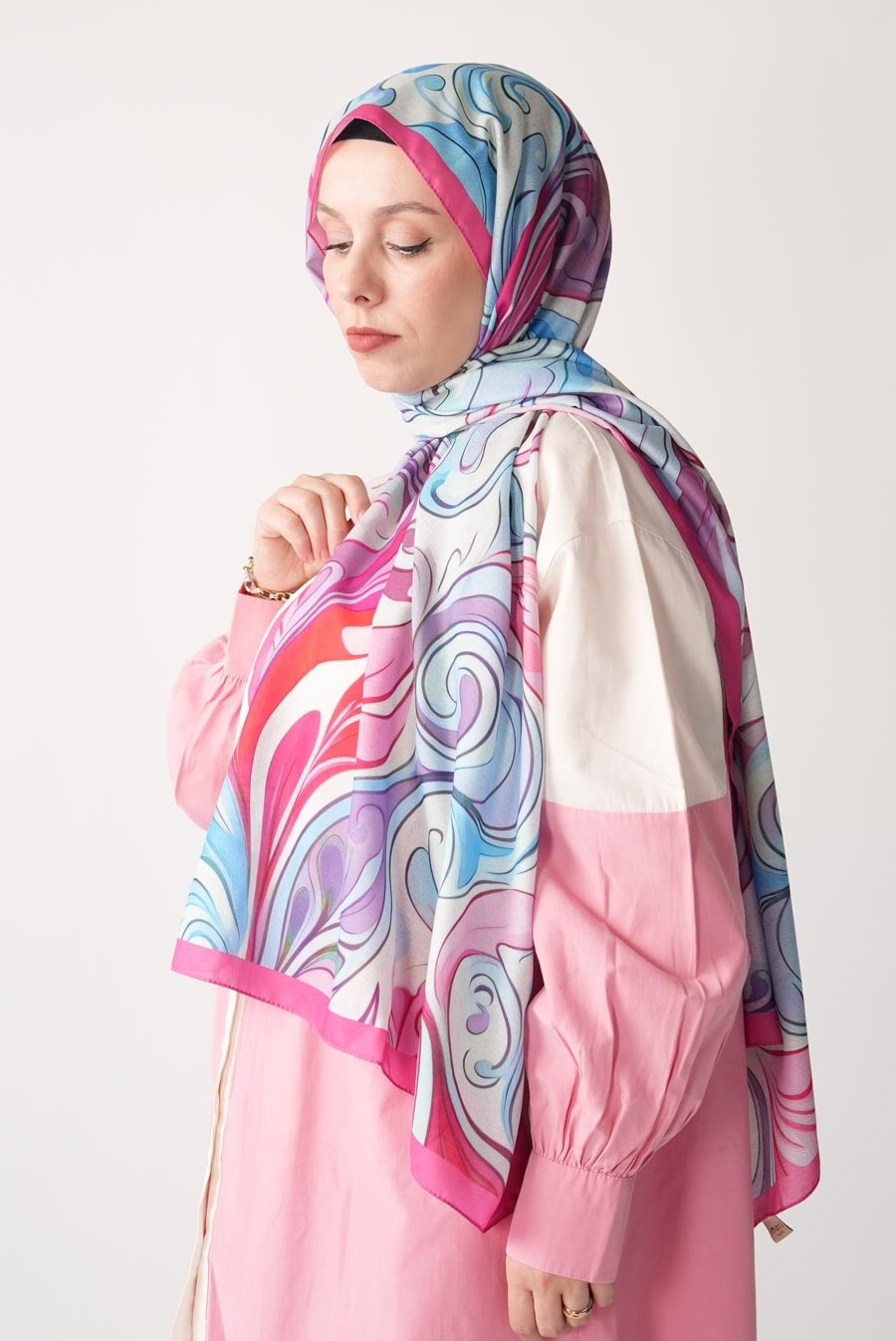 Water Dance Desen Soft Şal Pembe