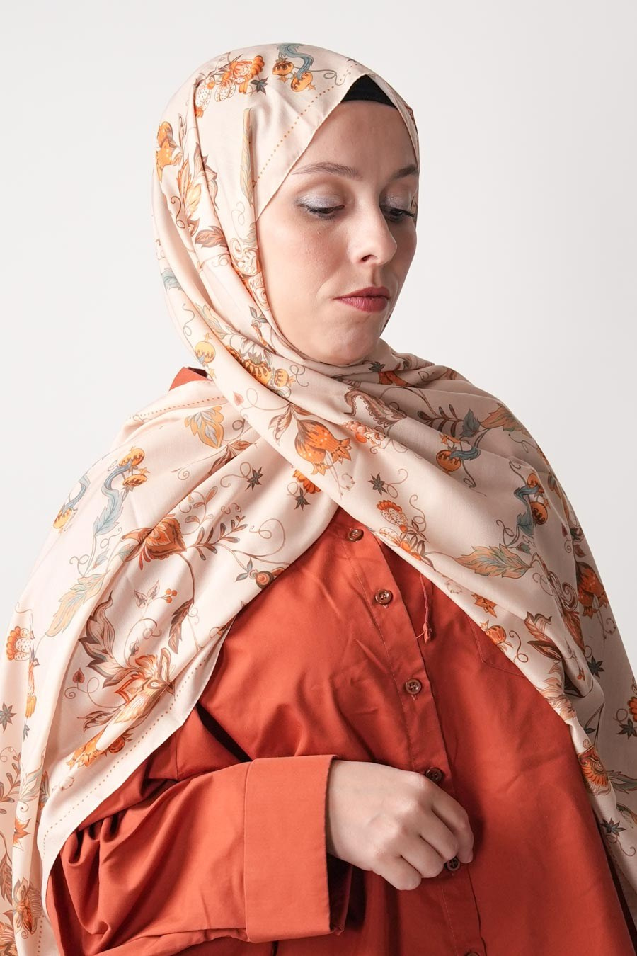 Wild Bloom Desen Soft Şal Krem