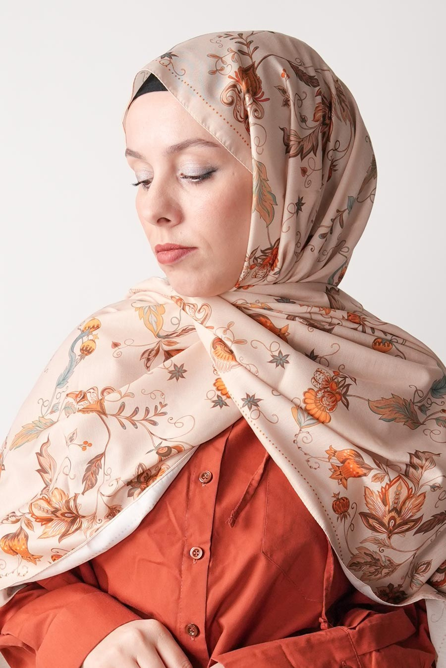 Wild Bloom Desen Soft Şal Krem