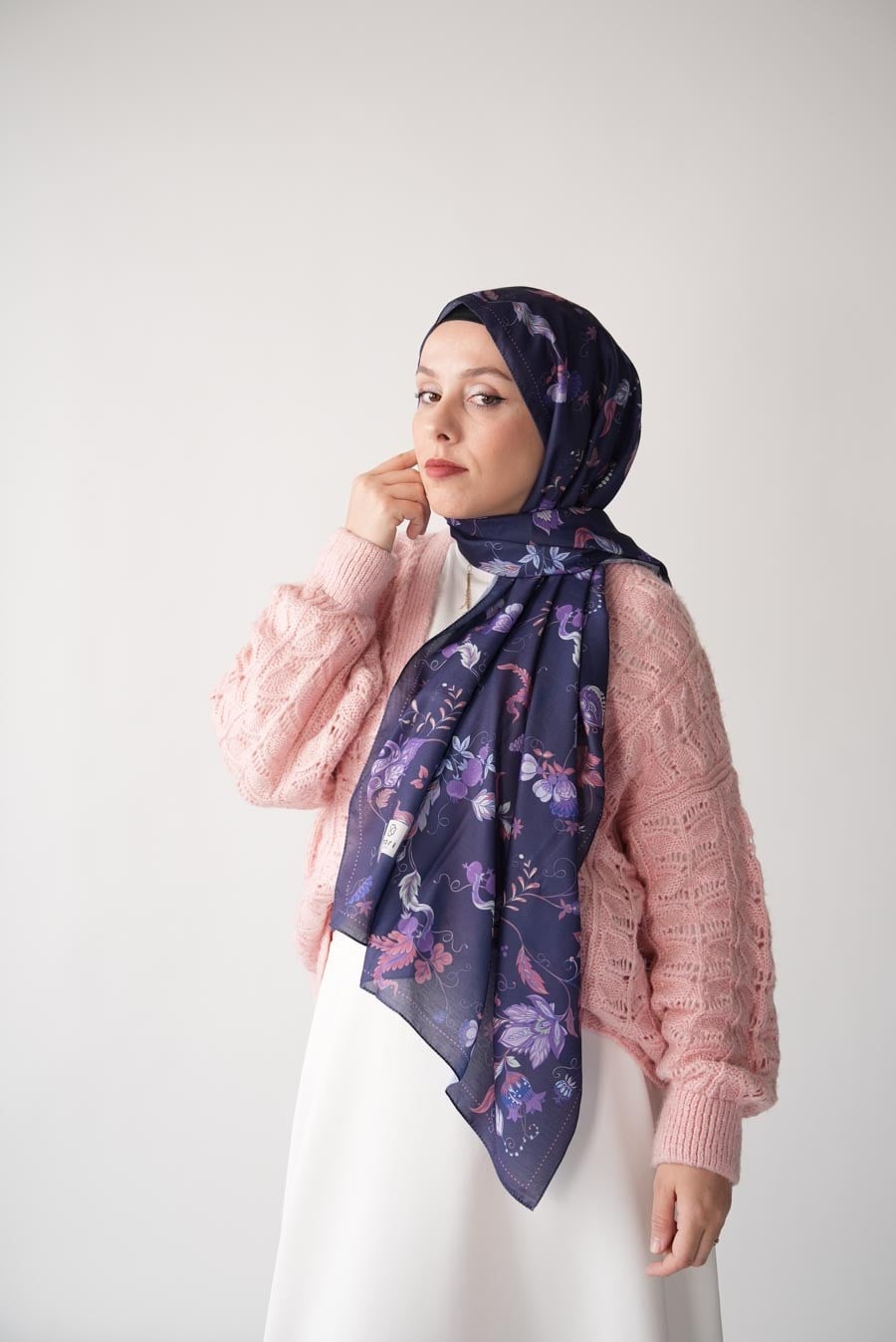 Wild Bloom Desen Soft Şal Mor