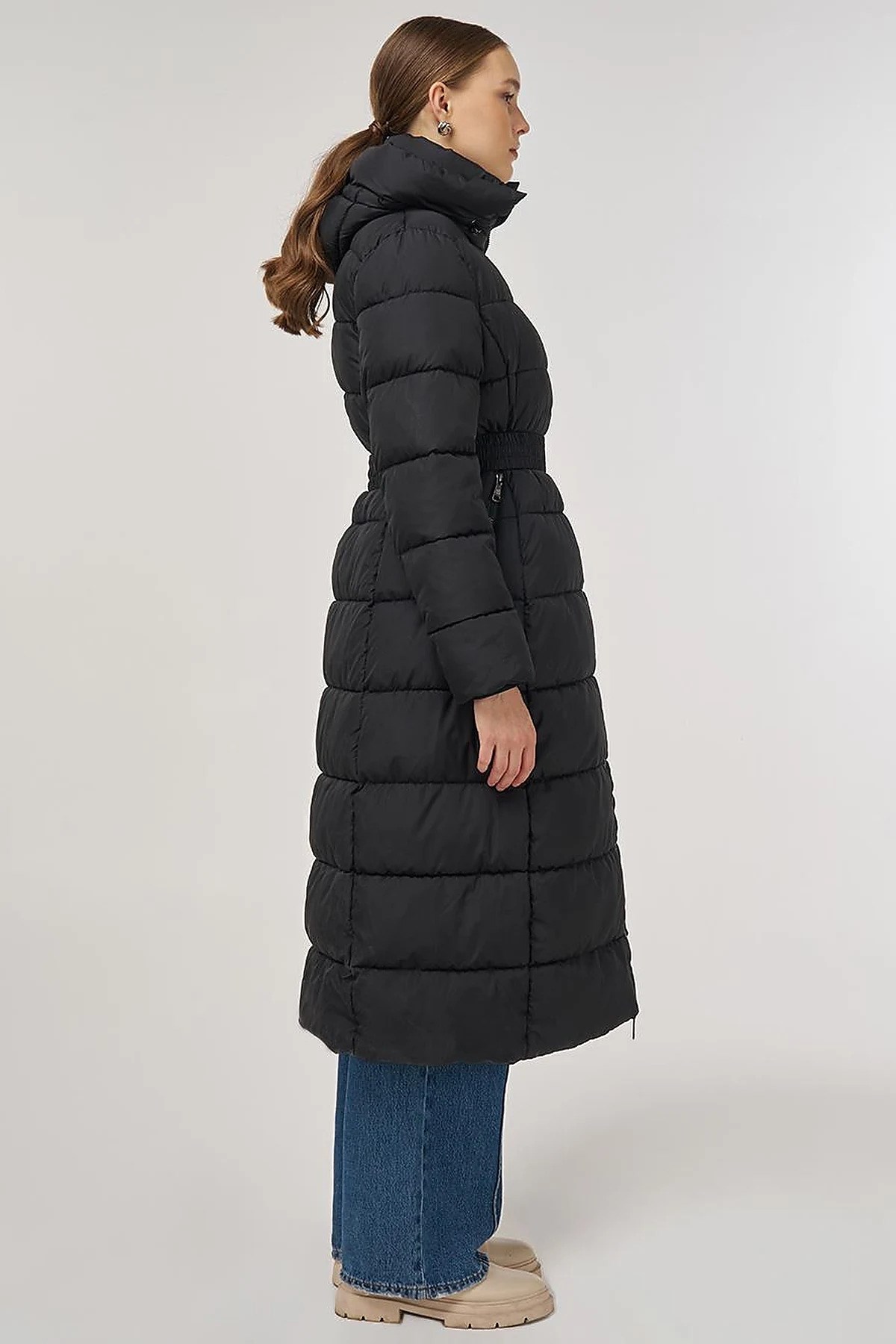 Fermuar Detaylı Anorak Mont Siyah