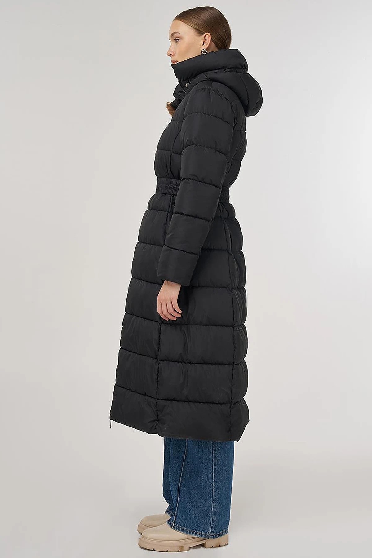 Fermuar Detaylı Anorak Mont Siyah
