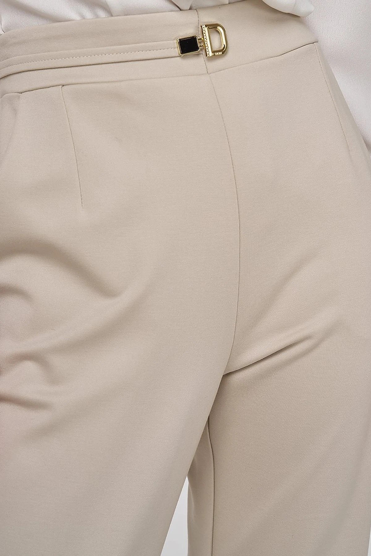 Metal Tokalı Boru Paça Pantolon Taş