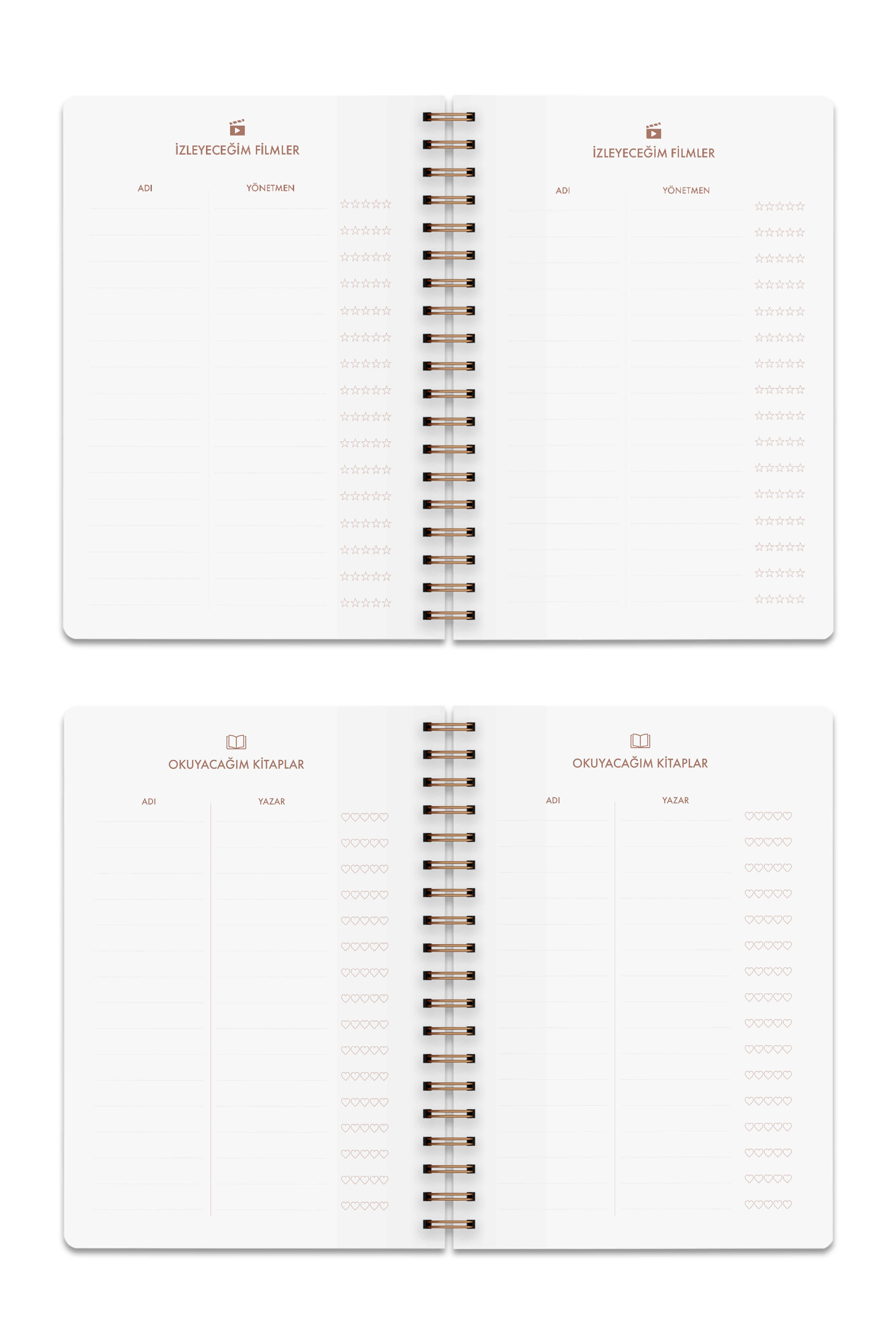 2024 Haftalık Ajanda Spiralli A5 12 Aylık Lines