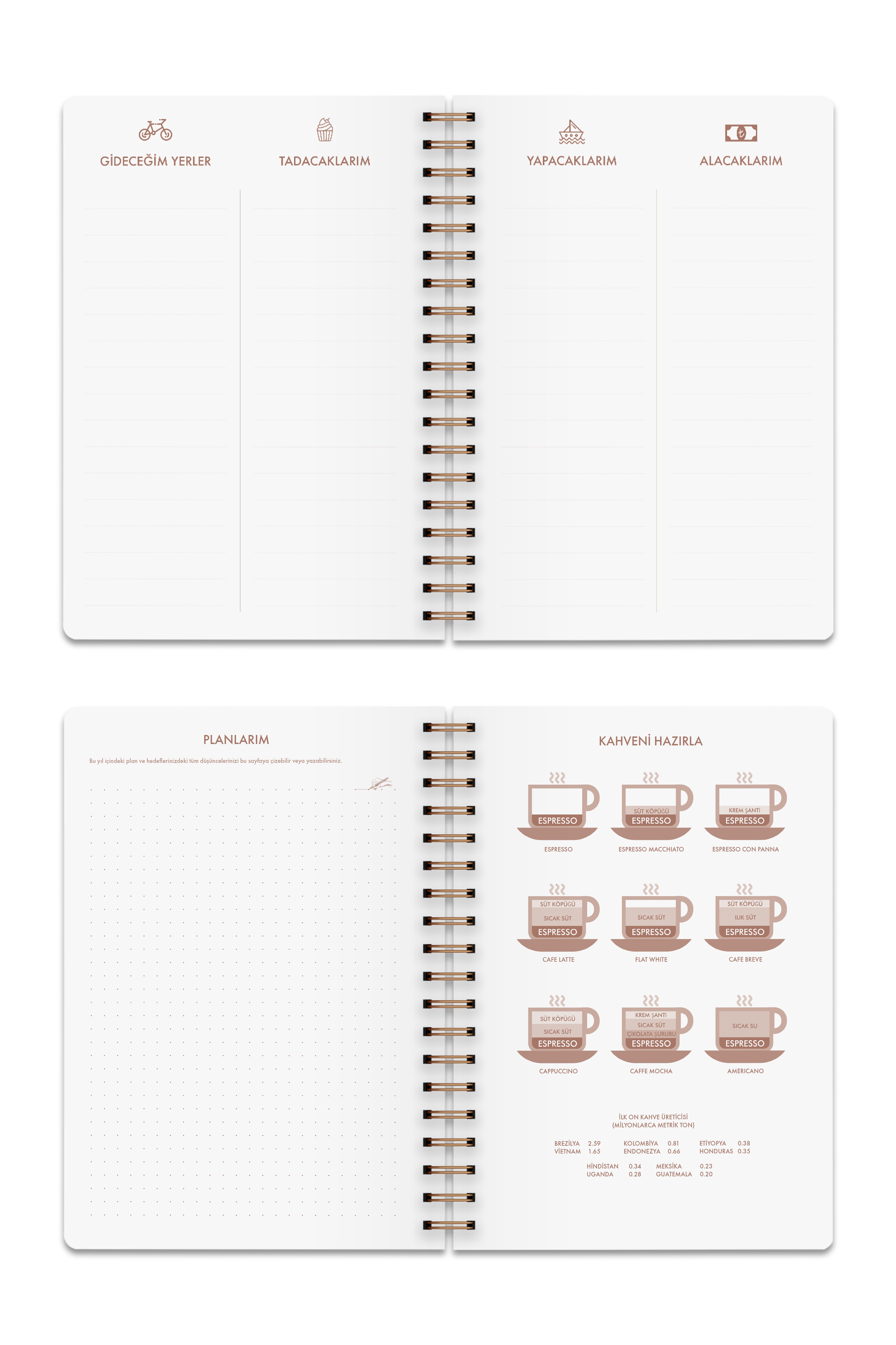 2024 Haftalık Ajanda Spiralli A5 12 Aylık Lines