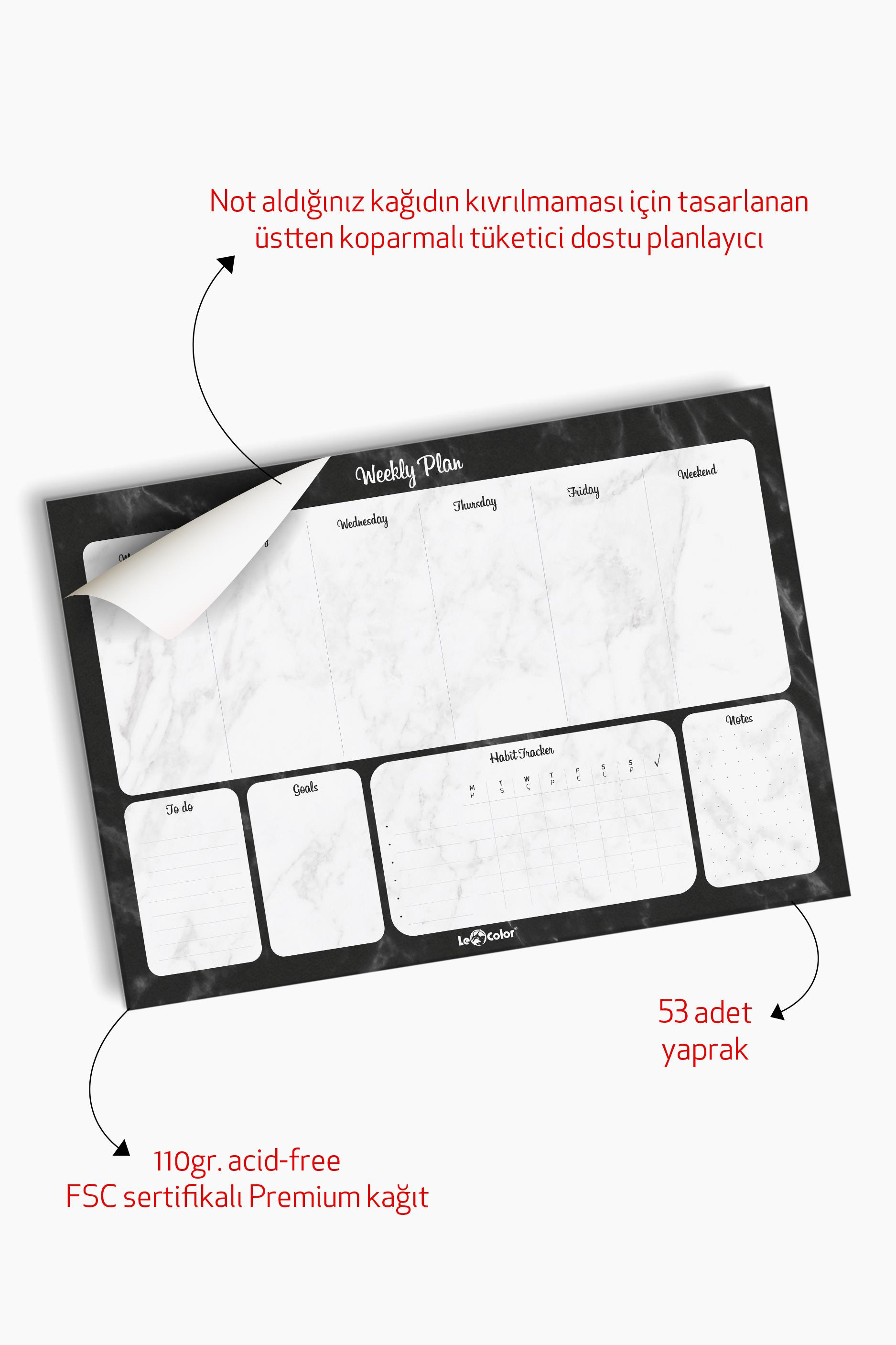 2'li Masaüstü Planlayıcı Set Mermer