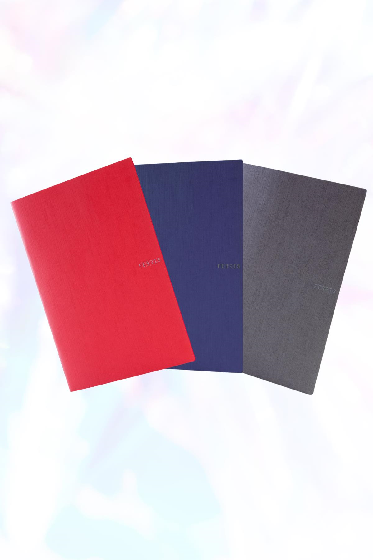 3'lü Defter Seti A4 Karton Kapak Çizgili - Mor, Turuncu, Sarı3'lü Defter Seti A4 Karton Kapak Çizgili 80 Sayfa