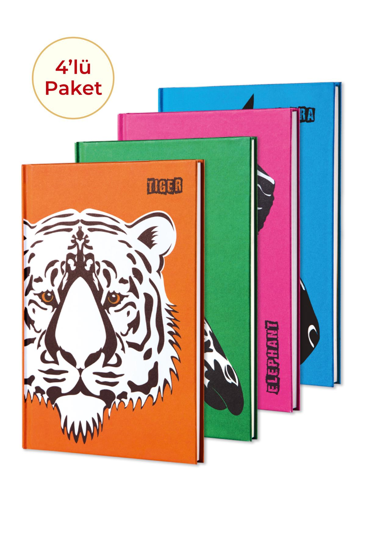 4'lü Defter Seti Hayvan Figürlü Dokulu A5