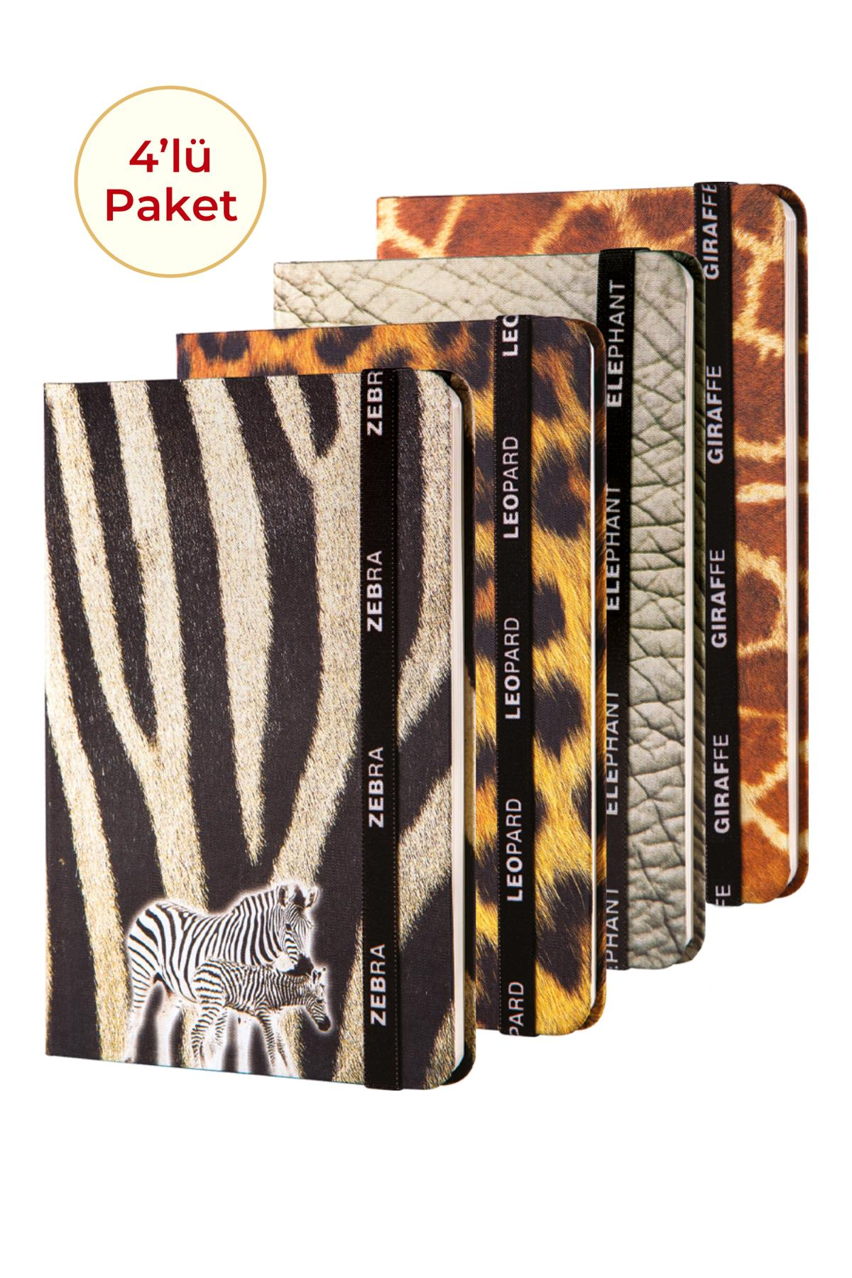 4'lü Defter Seti Kumaş Defter Çizgili 13X21 