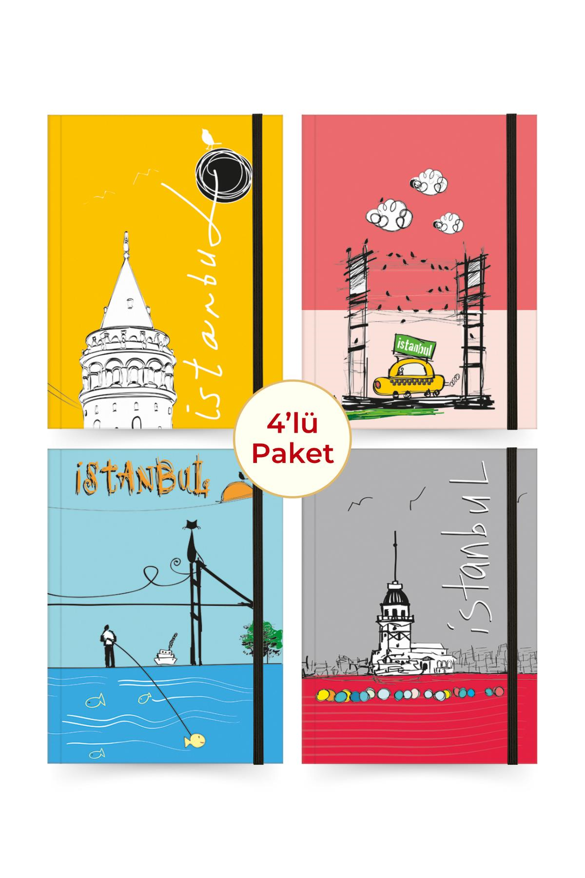 4'lü Defter Seti Renkli İstanbul Defter Çizgili A5