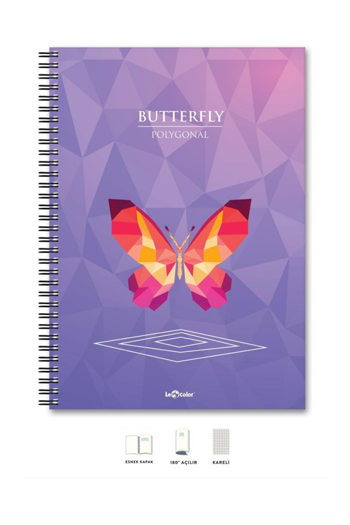 OKUL DEFTERİ A4 Defter Kareli 200 syf Kelebek Polygonal