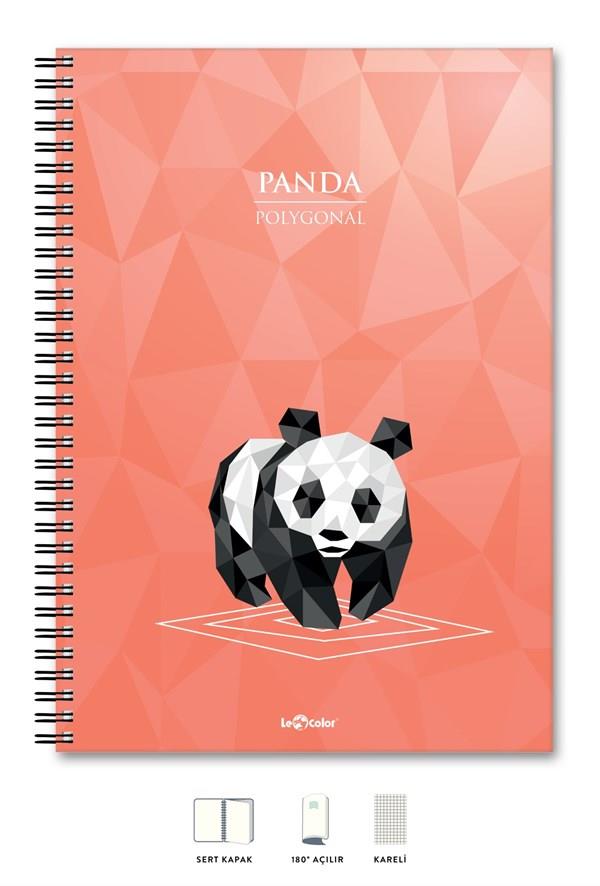 OKUL DEFTERİ A4 Defter Kareli 200 syf Panda Polygonal