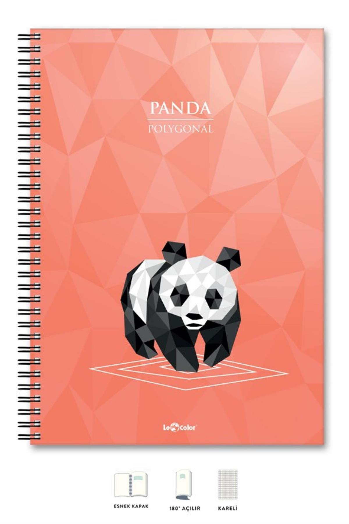 OKUL DEFTERİ A5 Defter Kareli 200 syf Panda Polygonal