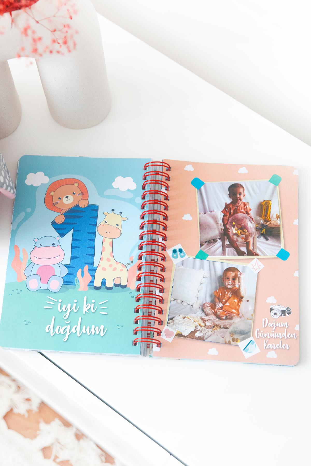 Bebek Anı Defteri Pembe Stickerlı + Çekim Ve Zeka Kartları Seti