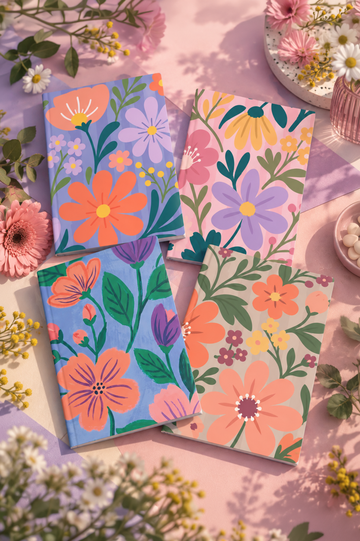 Bloom Garden Ciltli Defter Çizgili Bej 13x18 cm